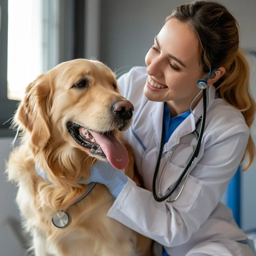 woman-with-lab-coat-with-dog